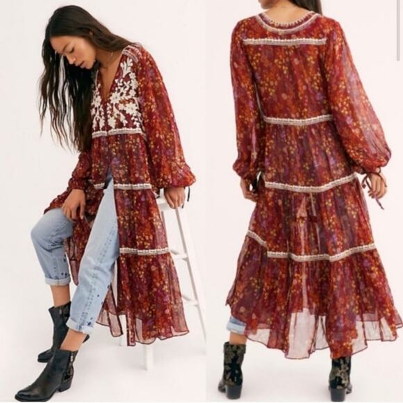 Free People Call On Me Small Embroidered Boho Dress - Picture 1 of 4